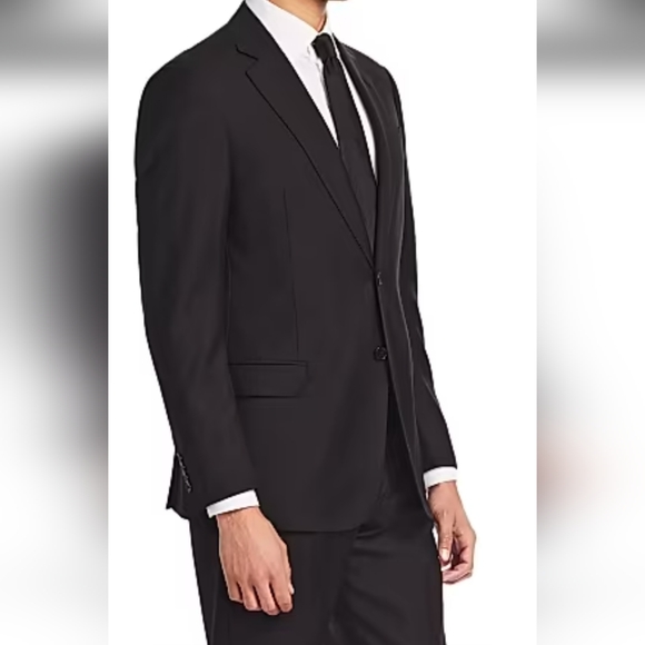 Emporio Armani Super 130s Wool Blazer Suit Jacket 56 Black 2 Button - Picture 1 of 13